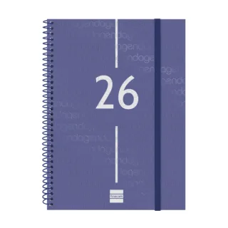 Finocam Year Agenda de Espiral en Catalan - Anual 2026 - Tapa Ligera - Formato E10 - 217x14x297mm - Semana Vista Horizontal - Color Azul