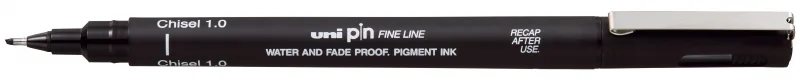 Uni-ball PINCS1-200 Rotulador Calibrado - Punta Poliacetal - Trazo Chisel - Tinta Pigmentada Resistente al Agua y Luz - Color Negro · Pack de 12 uds.