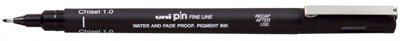 Uni-ball PINCS1-200 Rotulador Calibrado - Punta Poliacetal - Trazo Chisel - Tinta Pigmentada Resistente al Agua y Luz - Color Negro · Pack de 12 uds.