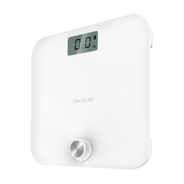 Cecotec Surface Precision 10000 Healthy White Bascula Corporal - Energia sin Pilas - 4 Sensores de Precision - Cristal Templado - Pantalla LCD - Autoapagado - Patas Antideslizantes - Color B