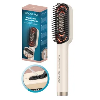 Cecotec HairCare Revitalize Little Cepillo Reparador de Cabello - Desenredante - Luz LED - Aplicador de Serum Integrado - Masaje Vibratorio - Color Blanco