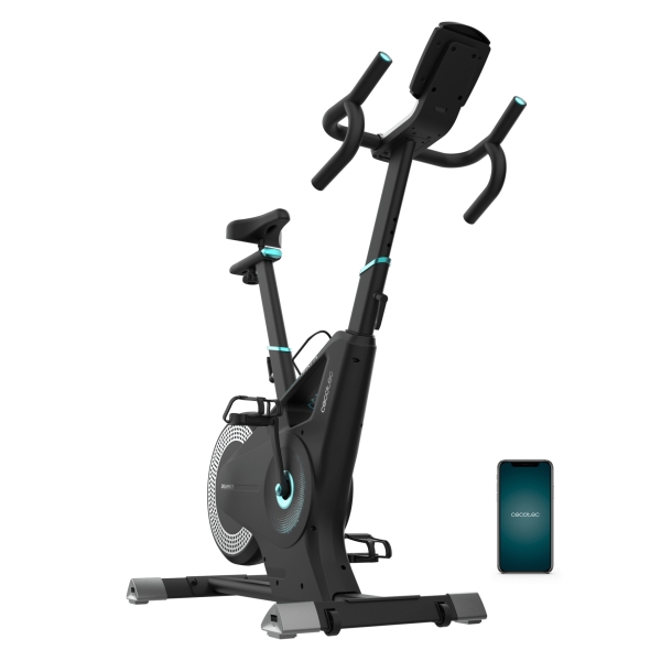 Cecotec Drumfit Indoor Eolo Bicileta Estatica - Kinomap App - Pulsometro Pectoral - 14 Programas Predefinidos - Volante con Inercia de 6kg - Pantalla LED Circular - Peso Maximo 150kg - Color