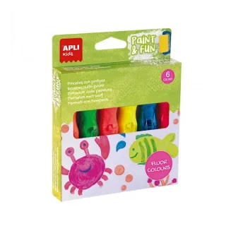 Apli Kids Pack de 6 Temperas en Tubo con Pincel 14ml - Practico y Sin Limpieza - Fomenta Creatividad y Colaboracion - Colores Surtidos Fluor