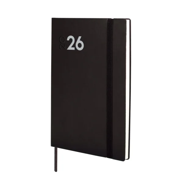 Finocam Dynamic Mara Agenda Profesional en Catalan - Anual 2026 - Tapa Blanda - Cierre con Goma Elastica - Formato Y4 - 124x11x174mm - Semana Vista en Vertical - Color Negro