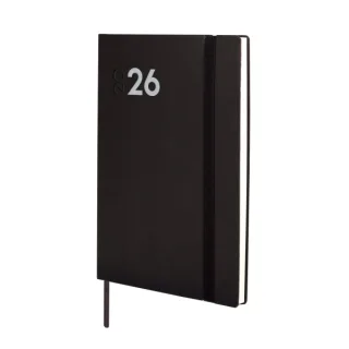 Finocam Dynamic Mara Agenda Profesional en Catalan - Anual 2026 - Tapa Blanda - Cierre con Goma Elastica - Formato Y4 - 124x11x174mm - Semana Vista en Vertical - Color Negro
