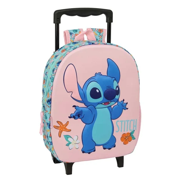 Safta Stitch Mochila con Carro - Portabotellas - Hombreras Acolchadas - Asa de Mano - 27x33x10cm - Color Rosa