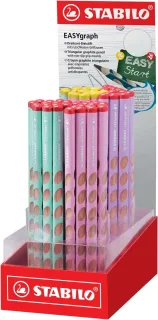 Stabilo Easygraph Pastel Expositor de 60 Lapices de Grafito - Mina HB de 3.15mm - Diseño Ergonomico - Colores Surtidos