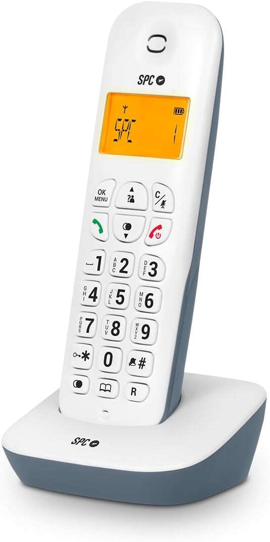 SPC Air Telefono Fijo Inalambrico - Pantalla Retroiluminada 35x22mm - Identificacion de Llamadas - Conexion a Red Telefonica - Modo Mute - 5 Melodias - 2 Colores - Tecnologia Eco - Transfere