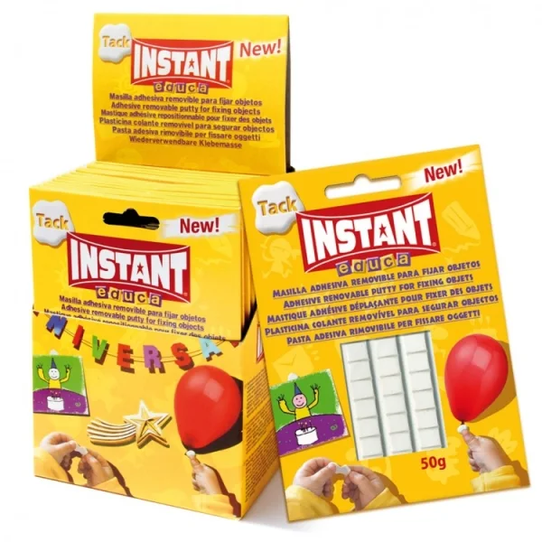 Instant Educa Pack de Masilla Adhesiva Blanca 50gr - Fuertes, Limpias y Removibles - Color Blanco · Pack de 15 uds.
