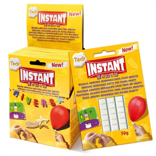 Instant Educa Pack de Masilla Adhesiva Blanca 50gr - Fuertes, Limpias y Removibles - Color Blanco · Pack de 15 uds.