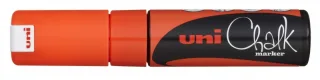 Uni-ball PWE-8K Marcador de Tiza Liquida - Punta Biselada 8mm - Borrado en Humedo - Resistente a la Lluvia - Color Naranja · Pack de 6 uds.