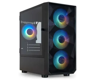 Tooq Seizure Caja Minitorre Gaming Micro-ATX/Mini-ITX - Panel Lateral Cristal Templado - Tamaño Disco Soportado 3.5", 2.5" - USB3.0, 2.0, Audio HD - 4 Ventiladores 120mm ARGB Incluidos - Sop