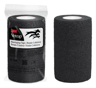 3M Vetrap Venda Cohesiva - 10cm x 4.5m - Flexible - Transpirable - Autoadhesiva - Color Negro