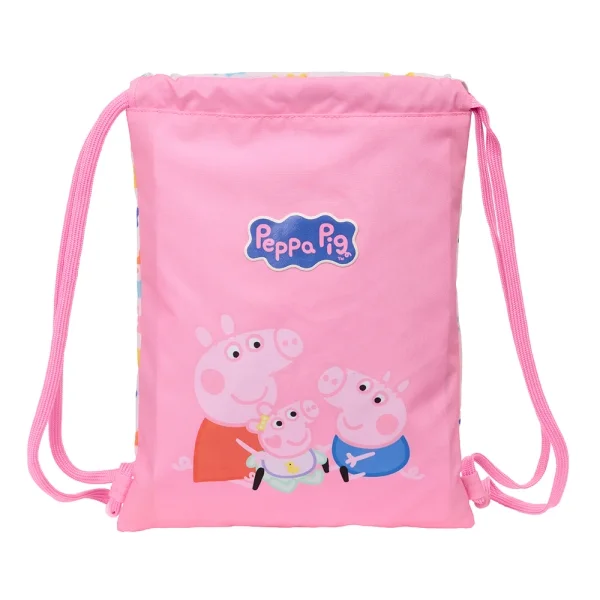 Safta Peppa Pig Baby Pig Saco Plano - Bolsillo con Cremallera - Cierre con Cordones - 3L - 260x10x340mm - Color Rosa