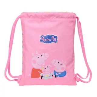 Safta Peppa Pig Baby Pig Saco Plano - Bolsillo con Cremallera - Cierre con Cordones - 3L - 260x10x340mm - Color Rosa