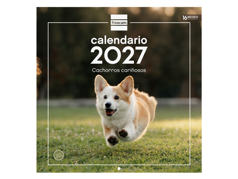 Finocam Cachorros Calendario de Pared - 16 Meses 26/27 - Mes Vista - 300x300mm - Papel de 170g/m2 - Imagenes Tematicas Surtidas - Espacio para Notas