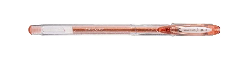 Uni-ball Signo Sparkling UM-120SP Roller de Tinta Gel - Punta de Bola 1mm - Tinta Pigmentada Resistente al Agua y Luz - Efecto Purpurina - Color Coral · Pack de 12 uds.