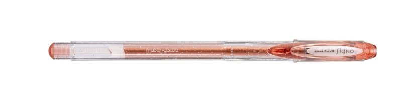 Uni-ball Signo Sparkling UM-120SP Roller de Tinta Gel - Punta de Bola 1mm - Tinta Pigmentada Resistente al Agua y Luz - Efecto Purpurina - Color Coral · Pack de 12 uds.
