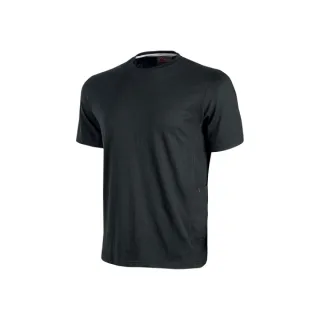 Upower Road Camiseta de Manga Corta Polycotton - Talla 2XL - Slim-Fit, Cuello Acanalado, Bolsillo Celular, Cinta Reflex, Proteccion DPI1 - Color Negro Carbon