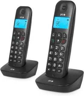 SPC Air Pro Duo Telefono Inalambrico - Pantalla Retroiluminada de 35x22mm - Identificacion de Llamadas - Conexion a Red Telefonica - Conferencia a Tres - Modo Mute - Manos Libres - Ecologico