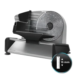 Cecotec Rock’nCut Twin Cortafiambres de 180W - 2 Discos de 190mm - Antiadherente - Grosor hasta 15mm - Acabados en Acero Inoxidable - Base con Ventosas - Proteccion para Manos - 40x23x26cm -