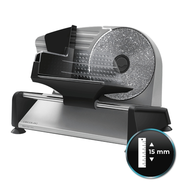 Cecotec Rock’nCut Twin Cortafiambres de 180W - 2 Discos de 190mm - Antiadherente - Grosor hasta 15mm - Acabados en Acero Inoxidable - Base con Ventosas - Proteccion para Manos - 40x23x26cm -