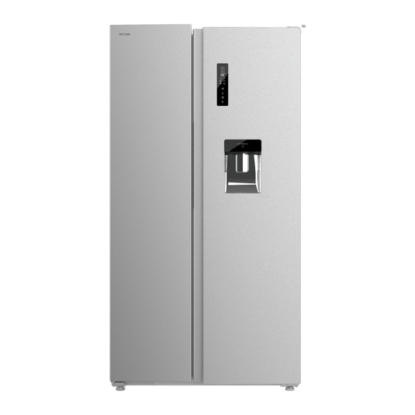 Cecotec Bolero CoolMarket SBS 559 Inox D Frigorifico Americano - Capacidad 559L - Nofrost - Luz LED - Compresor Inverter - Dispensador de Agua - Frio Envolvente - 91.2x70.4x177cm - Color Ace