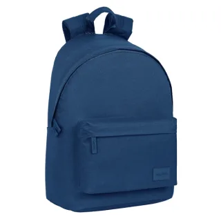 Safta Basic Mochila para Portatil hasta 14.1" - Bolsillo para Tablet - Bolsillo Frontal - Tirador Doble - Hombreras Ergonomicas - Espalda Transpirable - 20L - 310x160x410mm - Color Azul Mari