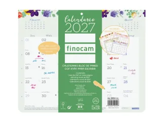 Finocam Design Calendario de Pared con Iman - Anual 2027 - Mes Vista - 250x200mm - Encolado - Papel de 120g/m2 - Espacio para Anotaciones - Multicolor