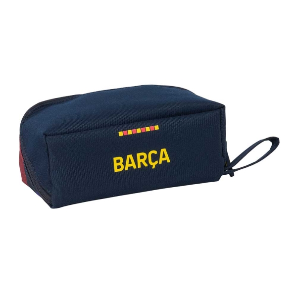 Safta F.C.Barcelona 1ª Equipacion 26/27 Portatodo Cuadrado - Cremallera Diagonal de Doble Tirador - Asa Lateral - 20x8x8cm - Color Azul Noche