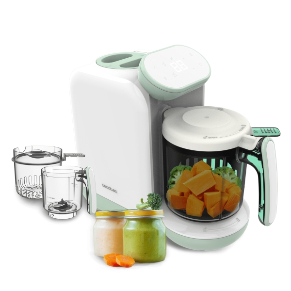 Cecotec Nana BabyCare FoodProcessor Robot Multifuncion 4 en 1 para Bebes - Libre de BPA - Tactil - Cocina y Tritura - Esteriliza Chupetes - Recetario - Compatible con Frutas y Carnes - Color