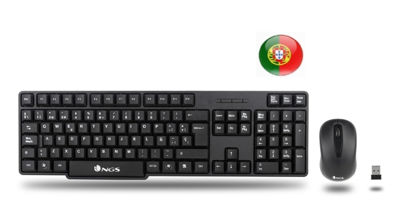 NGS Euphoria Kit Pack Teclado Inalambrico + Raton Inalambrico 1200dpi 3 Botones - QWERTY Portugues - Uso Ambidiestro