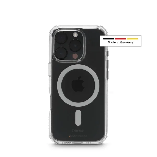 Hama Extreme Protect Funda para iPhone 16 Pro - Magnetico - Antideslizante - Policarbonato - Proteccion D3O - Bordes Elevados - Color Transparente