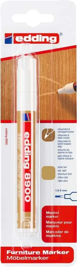 Edding 8900 Rotulador Permanente para Muebles - Punta Redonda 1.5-2mm - Resistente a la Luz - Secado Rapido - Color Roble Claro