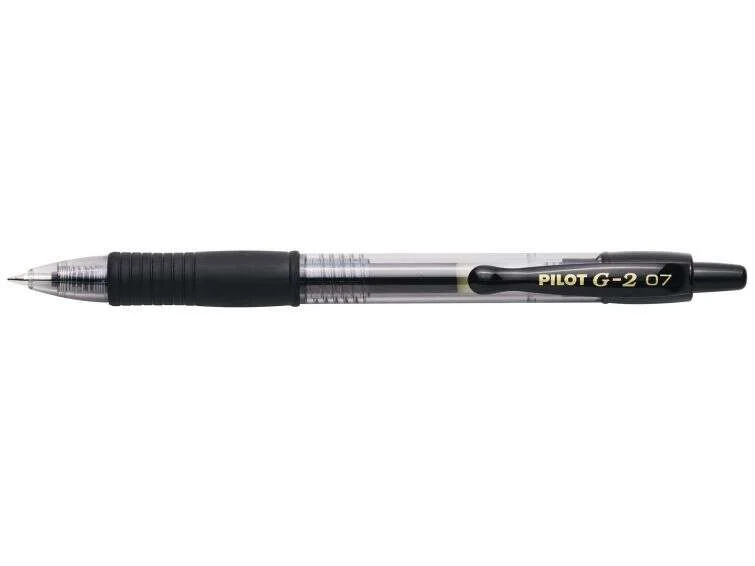 Pilot Boligrafo de Gel G2 Rollerball Retractil - Recargable - Punta de Bola Redonda 0.7mm - Trazo 0.32mm - Grip Ergonomico - Color Negro · Pack de 12 uds.