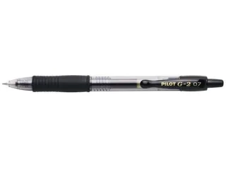Pilot Boligrafo de Gel G2 Rollerball Retractil - Recargable - Punta de Bola Redonda 0.7mm - Trazo 0.32mm - Grip Ergonomico - Color Negro · Pack de 12 uds.