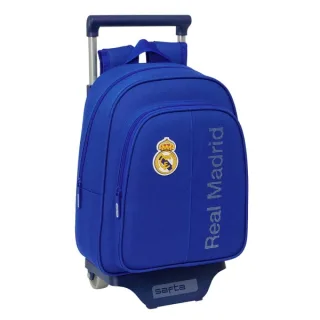 Safta Real Madrid Mochila con Carro - Portabotellas - Hombreras Acolchadas - Mochila Extraible - Carro Resistente - 10L - 27x10x67cm - Color Azul