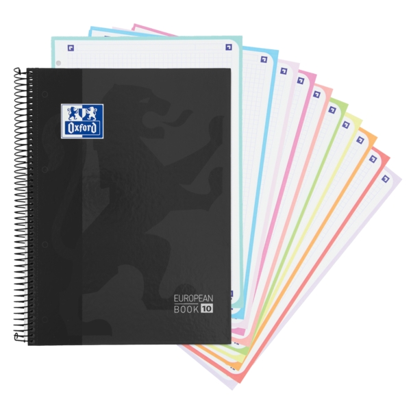 Oxford School Classic A4+ Tapa Extradura Europeanbook - 10 5x5 - 150 Hojas - Color Negro · Pack de 5 uds.