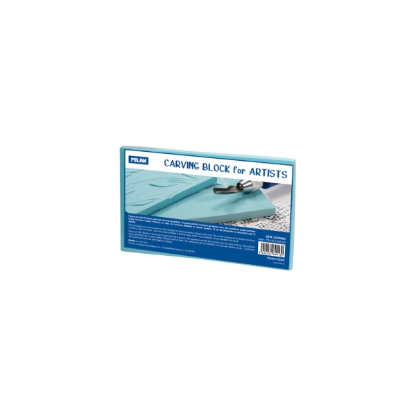 Milan Carving Block Plancha de Grabado - Vinilo Flexible - Formato M - 15x9x0.6cm - Color Azul
