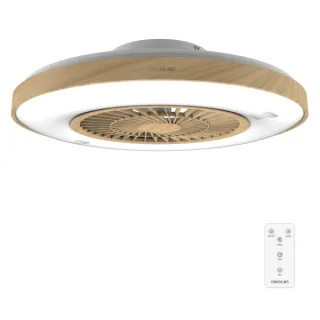 Cecotec EnergySilence LampAero 600 InsideWood Ventilador de Techo con 5 Aspas y Luz - 20W - 3 Tonos LED - Diametro de 24" - Temporizador - 3 Velocidades - Modo Invierno - Color Madera Claro