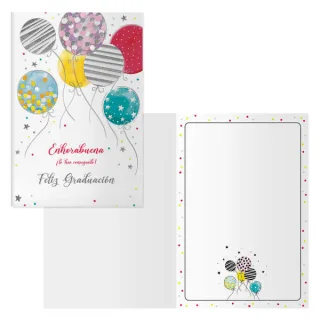 Dohe Pack de 6 Tarjetas de Felicitacion de Graduacion - 11.5x17cm - Impresion a Todo Color - Estampaciones con Pelicula de Color - Estampacion en Seco - Papel Offset Blanco de 300gr - Incluy