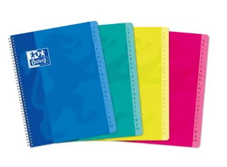 Oxford Classic A5+ Cuaderno con Espiral Tapa Blanda - 90 Hojas - Cuadricula 5x5 - Colores Surtidos · Pack de 10 uds.