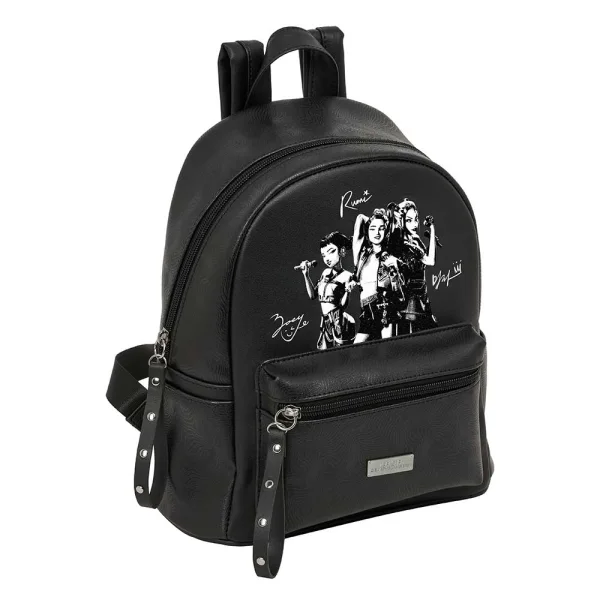 Safta K-Pop Demon Hunters Spirit Mini Mochila - Bolsillo Frontal y Lateral - Cremallera - Hombreras Ajustables - Asa Superior - Compacta y Ligera - 24x28x12cm - Color Negro