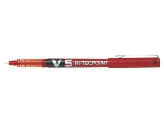 Pilot Boligrafo de Tinta Liquida V5 HI-Tecpoint Rollerball - Punta Fina de Aguja 0.5mm - Trazo 0.3mm - Color Rojo · Pack de 12 uds.