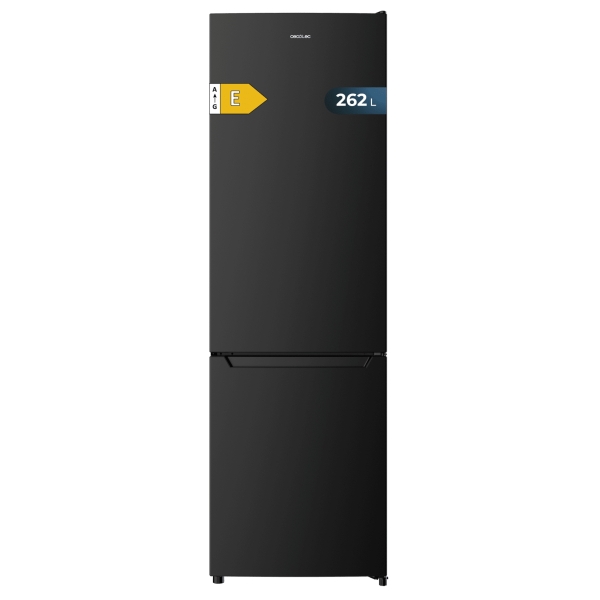 Cecotec Bolero CoolMarket Combi 262 Black E Frigorifico Combi - Capacidad 262L - Luz LED - Temperatura Regulable - Funcionamiento Ciclico - Clase E - 54.5x59x170cm - Color Negro
