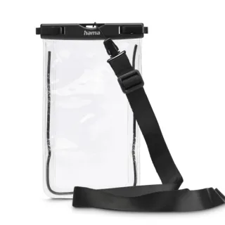 Hama Funda Impermeable Universal - IPX8 - Cierre a Presion - Marco Fluorescente - PVC - 12.5x1.5x20cm - Color Negro y Transparente