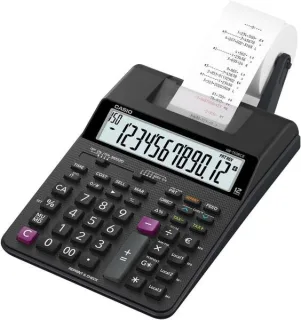 Casio HR150RCE Calculadora Impresora de Sobremesa - Pantalla de 12 Digitos - Anchura del Papel 58mm - Imprime Hora y Fecha - Alimentacion con Pilas