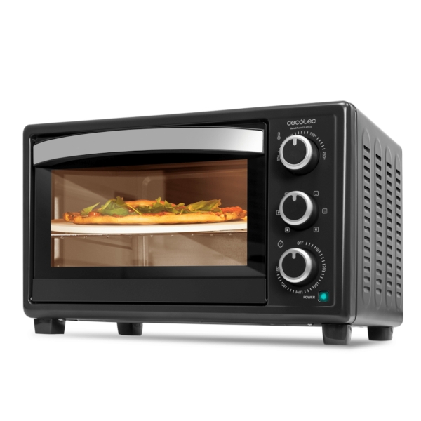 Cecotec Bake and Toast 2600 4Pizza Horno de Sobremesa - 1500W - Capacidad 26L - Conveccion - 6 Funciones - Puerta Doble Cristal - Bandeja Recogemigas - Luz Interior - Piedra para Pizzas - Co