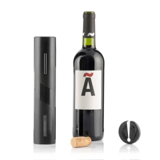 Innovagoods Corkbot Sacacorchos Electrico - ABS y Acero - Ergonomico - Funciona con Pilas - Facil de Usar - Ventana de Visualizacion - Elegante - Color Negro