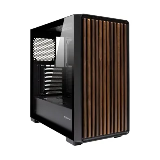 Unykach Revelat Madeira Black Caja ATX, Micro ATX, ITX - Lateral de Vidrio Templado y Frontal con Listones de Madera Natural - 3.5", 2.5" - USB-A 3.0, USB-C y Audio - Soporta Refrigeracion L